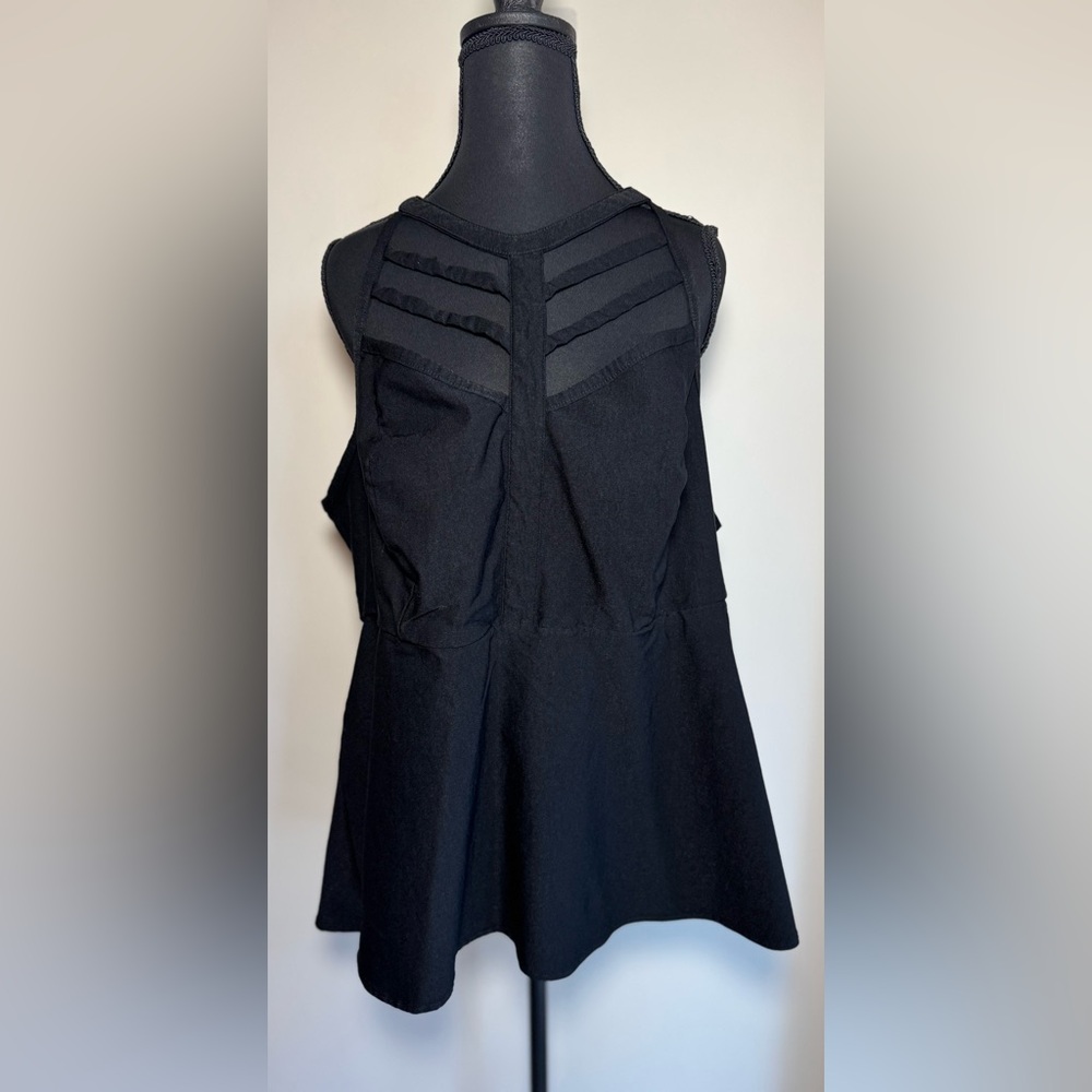 Torrid Women’s 3X Black Cage High Neck Peplum Top Gothic Plus Size Sleeveless - Picture 2 of 9